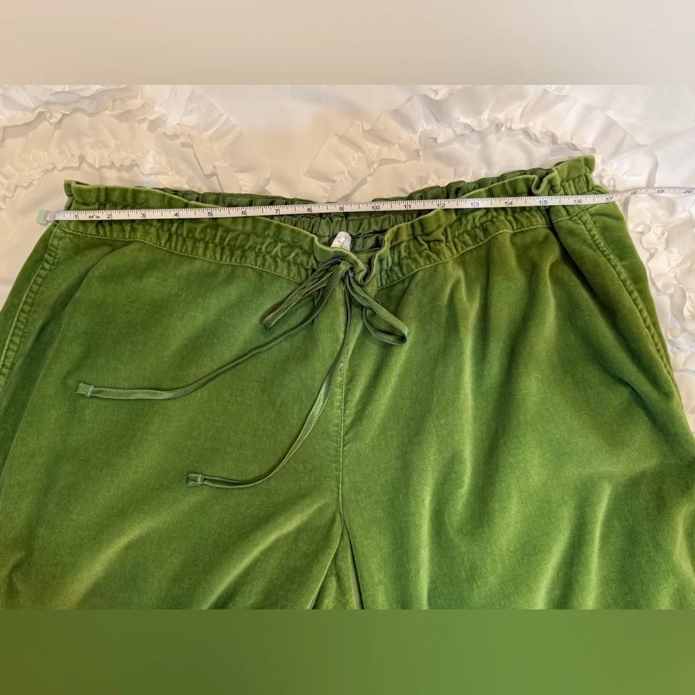 J Crew Green Cotton Velvet and Satin Drawstring Pants Size XL